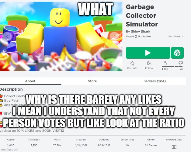 Roblos | WHAT; WHY IS THERE BARELY ANY LIKES I MEAN I UNDERSTAND THAT NOT EVERY PERSON VOTES BUT LIKE LOOK AT THE RATIO | image tagged in fdzghfgdfr grdg | made w/ Imgflip meme maker