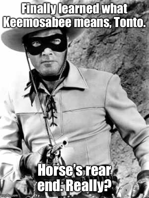 Lone Ranger Gains | Finally learned what Keemosabee means, Tonto. Horse’s rear end. Really? | image tagged in lone ranger gains | made w/ Imgflip meme maker