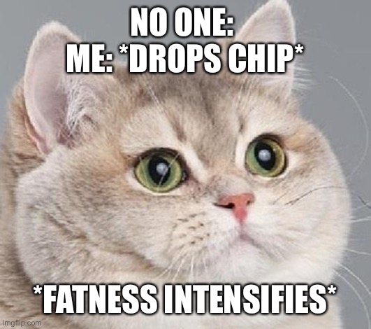 breathing intensifies | NO ONE: 
ME: *DROPS CHIP*; *FATNESS INTENSIFIES* | image tagged in breathing intensifies | made w/ Imgflip meme maker