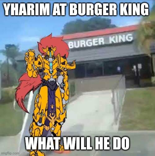 Yharim at burger king | YHARIM AT BURGER KING; WHAT WILL HE DO | image tagged in what will he do | made w/ Imgflip meme maker