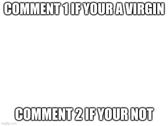 Blank White Template | COMMENT 1 IF YOUR A VIRGIN; COMMENT 2 IF YOUR NOT | image tagged in blank white template | made w/ Imgflip meme maker