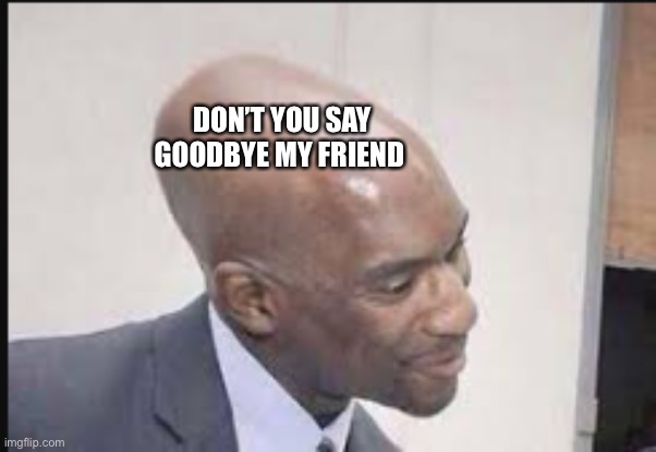 Friend | DON’T YOU SAY GOODBYE MY FRIEND | image tagged in big head | made w/ Imgflip meme maker