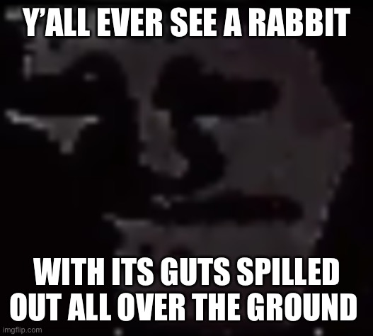 Trollge | Y’ALL EVER SEE A RABBIT; WITH ITS GUTS SPILLED OUT ALL OVER THE GROUND | image tagged in trollge | made w/ Imgflip meme maker