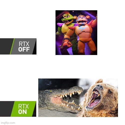 hmm | image tagged in rtx,five nights at freddys,crocodile,bear | made w/ Imgflip meme maker