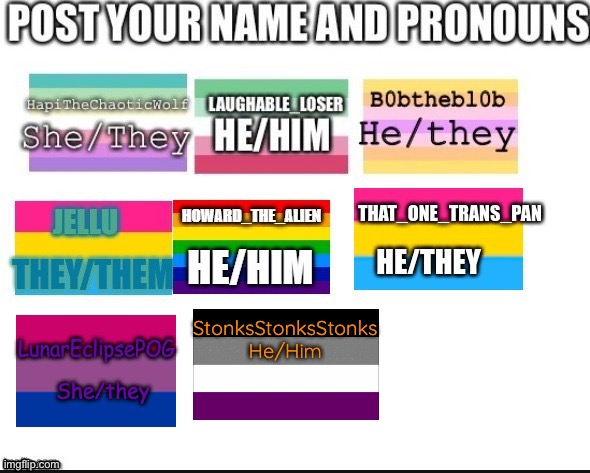 :) | StonksStonksStonks
He/Him | image tagged in e | made w/ Imgflip meme maker