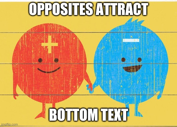 Opposites attract | OPPOSITES ATTRACT BOTTOM TEXT | image tagged in opposites attract | made w/ Imgflip meme maker
