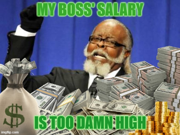 ...But I Ain't Mad At Him |  MY BOSS' SALARY; IS TOO DAMN HIGH | image tagged in too damn high,boss,money,wealth,salary,professional | made w/ Imgflip meme maker