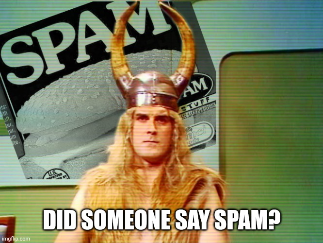 Monty Python Spam | DID SOMEONE SAY SPAM? | image tagged in monty python spam | made w/ Imgflip meme maker