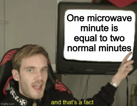 I'm sure you can relate | One microwave minute is equal to two normal minutes | image tagged in and that's a fact,relatable,meme,memes | made w/ Imgflip meme maker