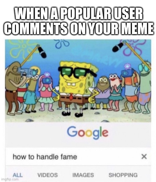 *When you are too lazy to type a creative title* | WHEN A POPULAR USER COMMENTS ON YOUR MEME | image tagged in how to handle fame | made w/ Imgflip meme maker