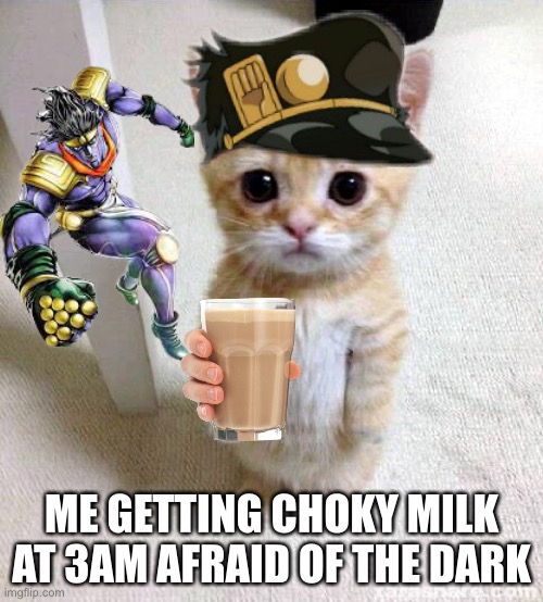 Cute Cat | ME GETTING CHOKY MILK AT 3AM AFRAID OF THE DARK | image tagged in memes,cute cat | made w/ Imgflip meme maker