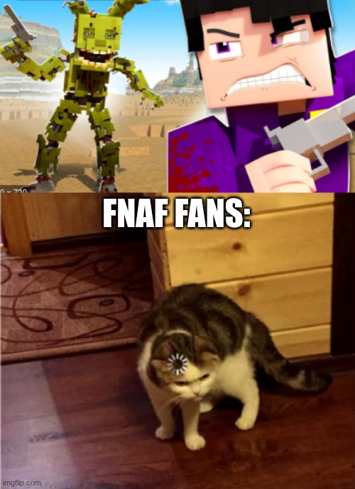 FNAF FANS: | image tagged in loading cat hd | made w/ Imgflip meme maker