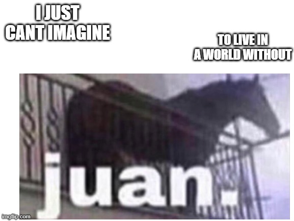 juan | I JUST CANT IMAGINE; TO LIVE IN A WORLD WITHOUT | image tagged in juan | made w/ Imgflip meme maker