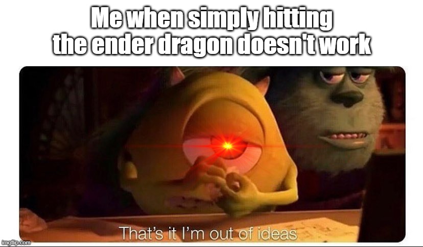 Hitting the ender dragon | Me when simply hitting the ender dragon doesn't work | image tagged in memes,minecraft | made w/ Imgflip meme maker