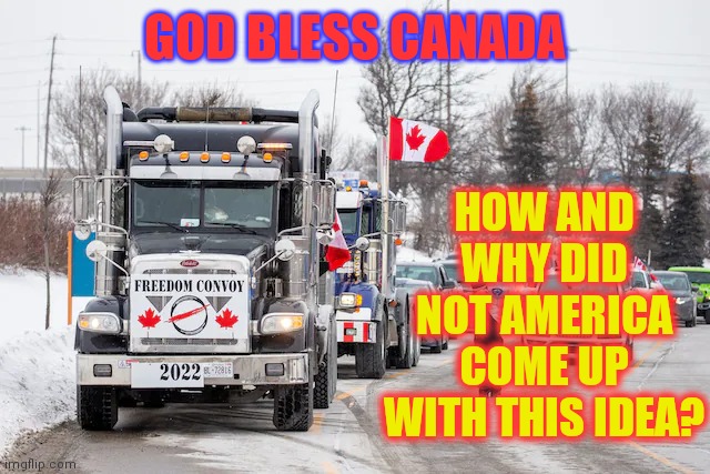 Freedom Convoy | HOW AND WHY DID NOT AMERICA COME UP WITH THIS IDEA? GOD BLESS CANADA | image tagged in freedom,vaccines,free will | made w/ Imgflip meme maker