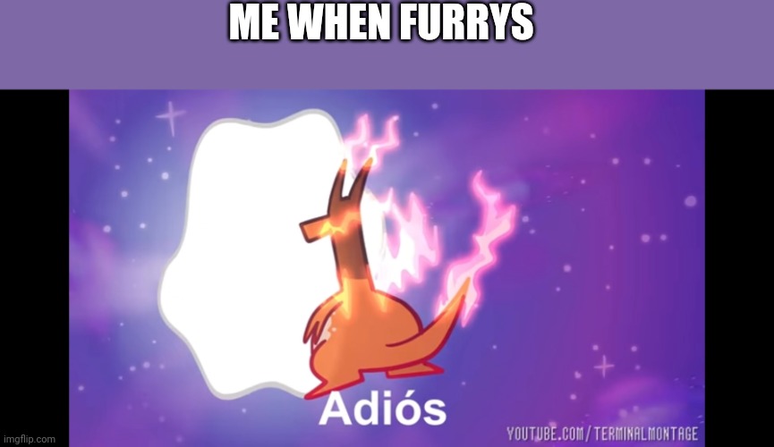 Adiós Giganamax Charizard | ME WHEN FURRYS | image tagged in adi s giganamax charizard | made w/ Imgflip meme maker