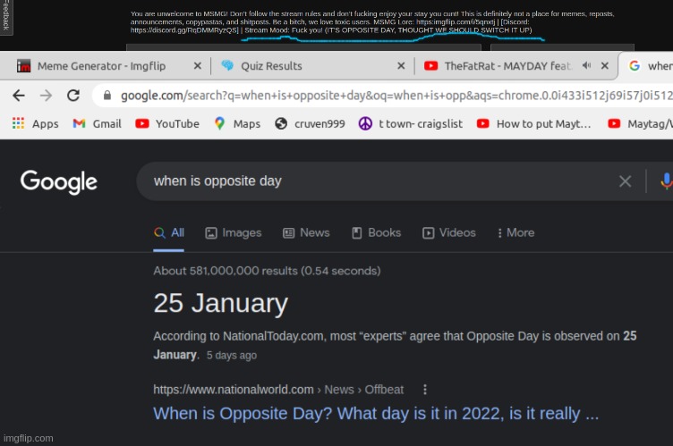 Five days late. Your point is invalid. | made w/ Imgflip meme maker