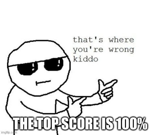 That's where you're wrong kiddo | THE TOP SCORE IS 100% | image tagged in that's where you're wrong kiddo | made w/ Imgflip meme maker