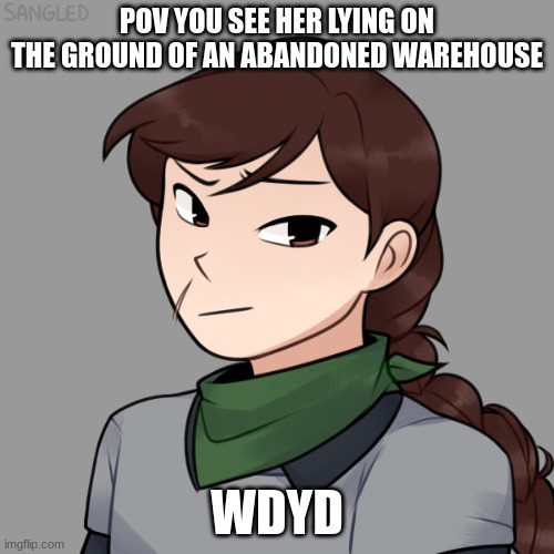 my first rp showcase :D | POV YOU SEE HER LYING ON THE GROUND OF AN ABANDONED WAREHOUSE; WDYD | image tagged in roleplaying,it's showtime,north dakota,south dakota | made w/ Imgflip meme maker