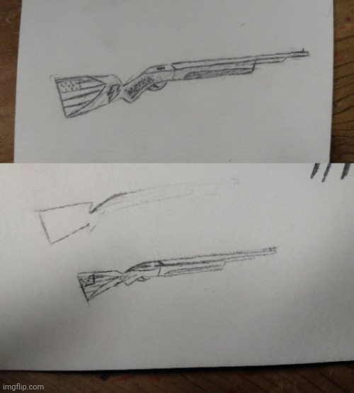 I made a bigger and a smaller version of the same gun | image tagged in dedicated to america,america,drawing | made w/ Imgflip meme maker