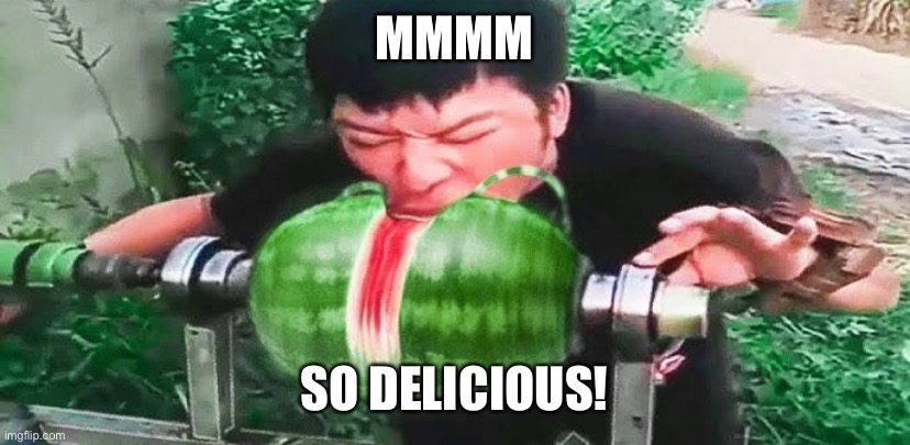 Delicious melon! | MMMM; SO DELICIOUS! | image tagged in watermelon | made w/ Imgflip meme maker