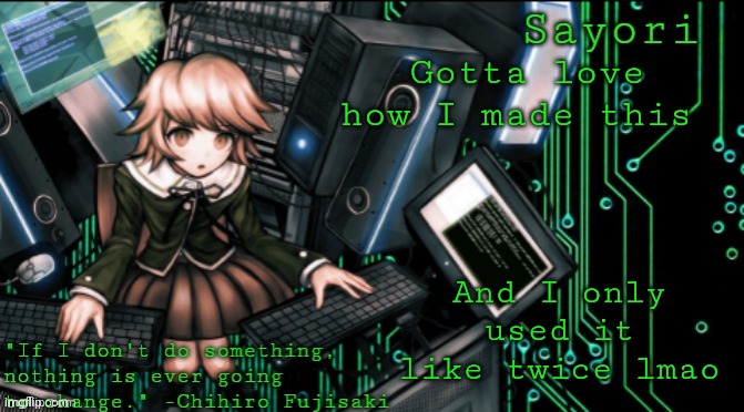 Sayori's Chihiro temp | Gotta love how I made this; And I only used it like twice lmao | image tagged in sayori's chihiro temp | made w/ Imgflip meme maker