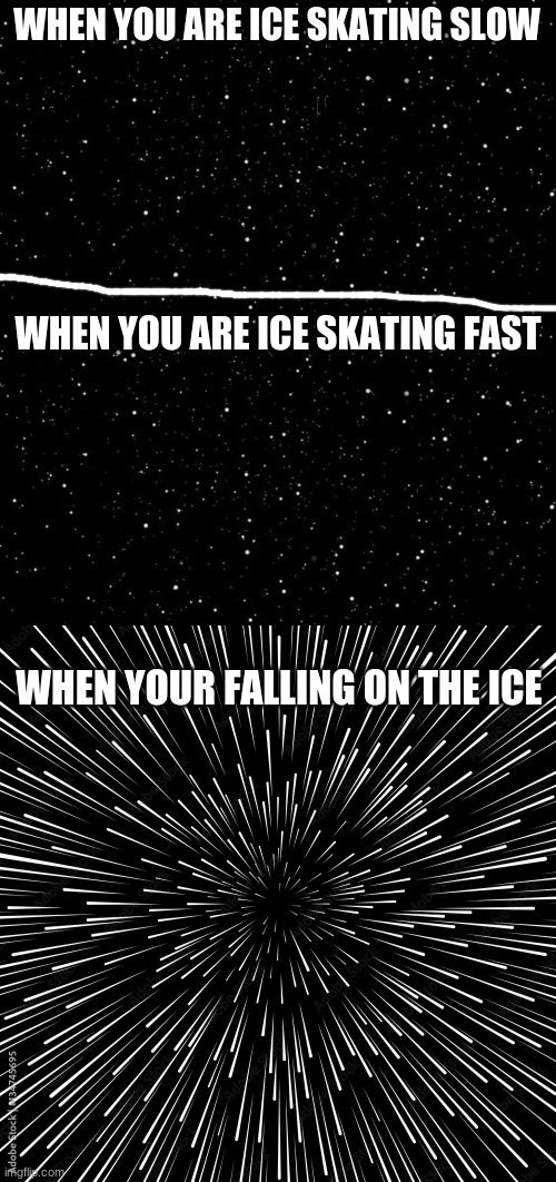 speed of light | WHEN YOU ARE ICE SKATING SLOW; WHEN YOU ARE ICE SKATING FAST; WHEN YOUR FALLING ON THE ICE | image tagged in star wars | made w/ Imgflip meme maker