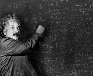 Einstein and blackboard Blank Meme Template