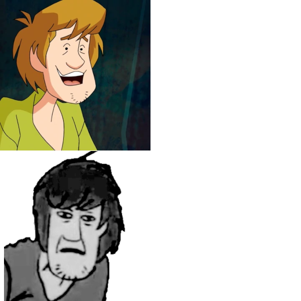 Shaggy becoming Uncanny Blank Meme Template