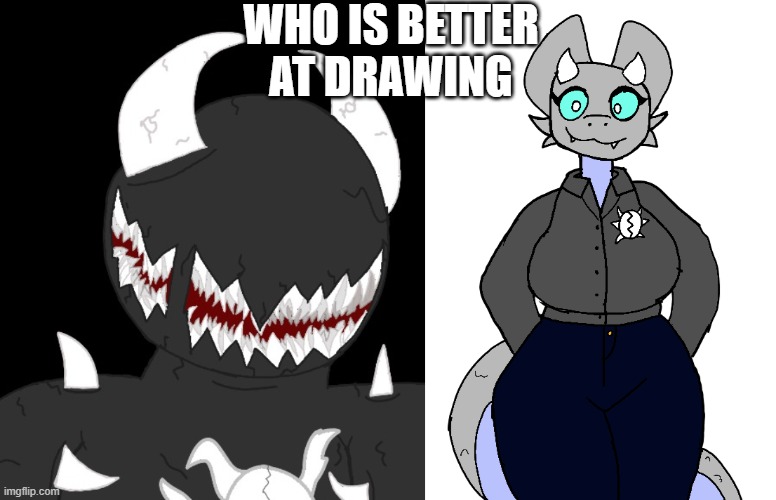 Spike. No questions asked. | WHO IS BETTER AT DRAWING | image tagged in random thing,lora revamp | made w/ Imgflip meme maker