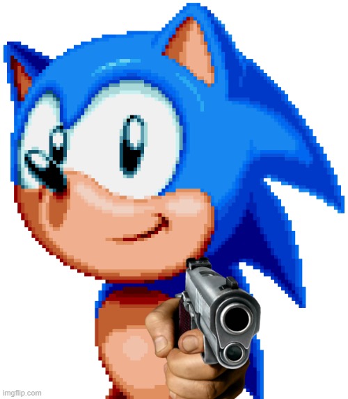 This meme is has no text, just a title | image tagged in sonic with a gun | made w/ Imgflip meme maker