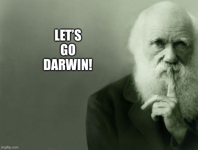 Let’s go Darwin! | LET’S
GO
DARWIN! | image tagged in trumpeter,stupid people,racists,bigots | made w/ Imgflip meme maker
