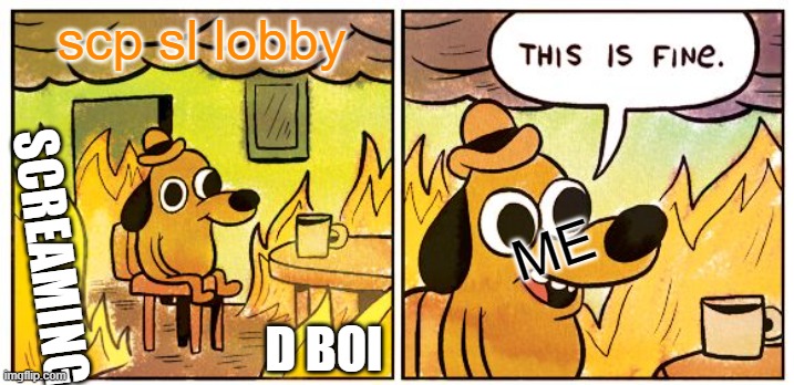 This Is Fine | scp sl lobby; ME; SCREAMING; D BOI | image tagged in memes,this is fine | made w/ Imgflip meme maker