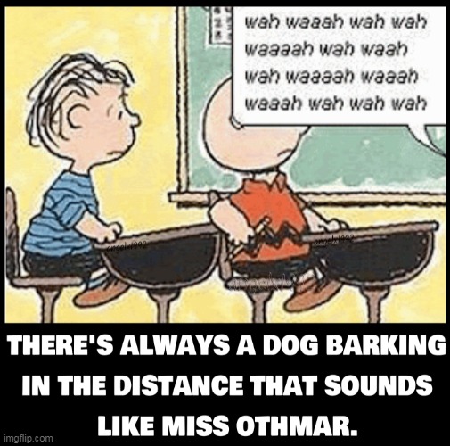 image tagged in peanuts,charlie brown,linus,dog,barking,miss othmar | made w/ Imgflip meme maker