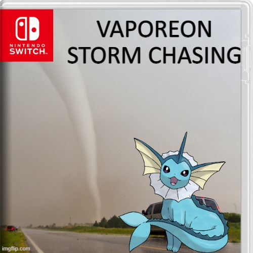 I would play this | VAPOREON STORM CHASING | image tagged in nintendo switch,vaporeon | made w/ Imgflip meme maker