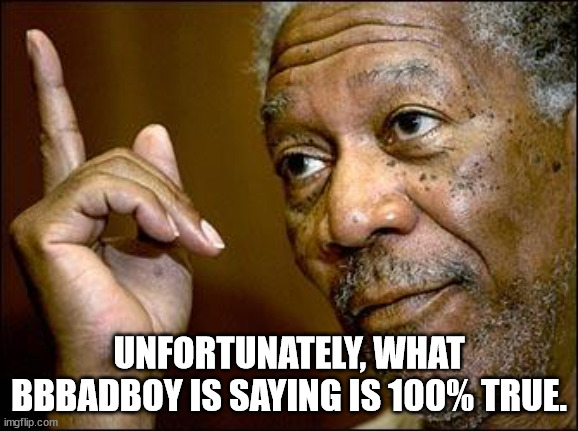 This Morgan Freeman | UNFORTUNATELY, WHAT BBBADBOY IS SAYING IS 100% TRUE. | image tagged in this morgan freeman | made w/ Imgflip meme maker