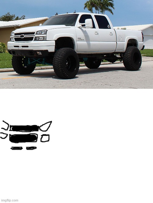 repost but add a car and a drawn face | image tagged in lbz cateye silverado,blank white template | made w/ Imgflip meme maker