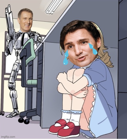 Anime Girl Hiding from Terminator | image tagged in anime girl hiding from terminator | made w/ Imgflip meme maker