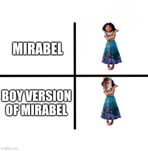 Boy Version of Mirabel | MIRABEL; BOY VERSION
OF MIRABEL | image tagged in blank starter pack,mirabel,manuel m c r,encanto,funny,disney | made w/ Imgflip meme maker