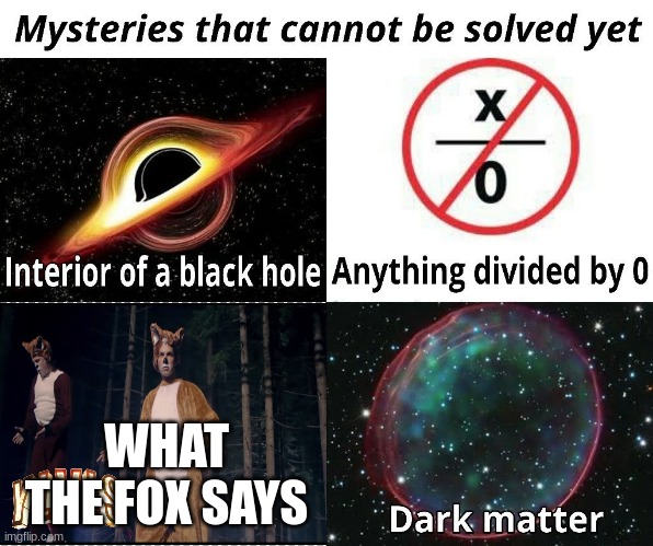 ¯\_(ツ)_/¯¯\_(ツ)_/¯¯\_(ツ)_/¯ | WHAT THE FOX SAYS | image tagged in mysteries that cannot be solved yet | made w/ Imgflip meme maker