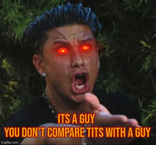 Bruh wtf | Its a guy 
You don't compare tits with a guy | image tagged in bruh wtf | made w/ Imgflip meme maker
