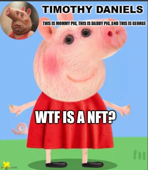 daniels peppa pig template | WTF IS A NFT? | image tagged in daniels peppa pig template | made w/ Imgflip meme maker