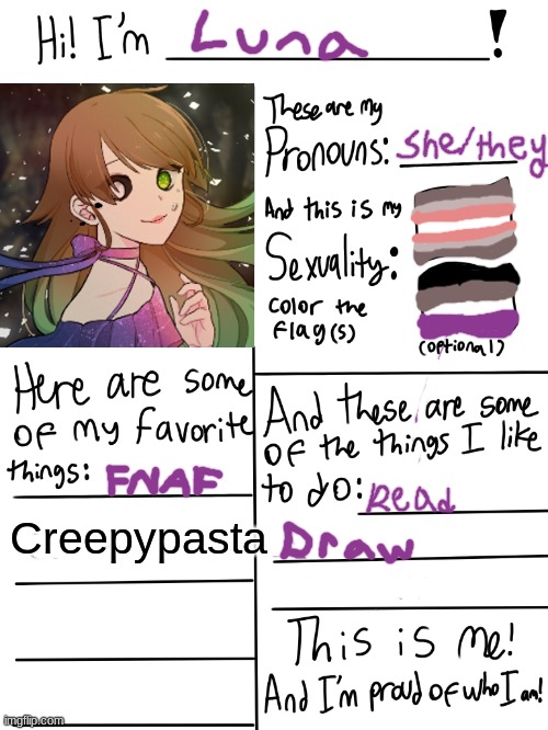 Me! | Creepypasta | image tagged in lgbtq stream account profile | made w/ Imgflip meme maker