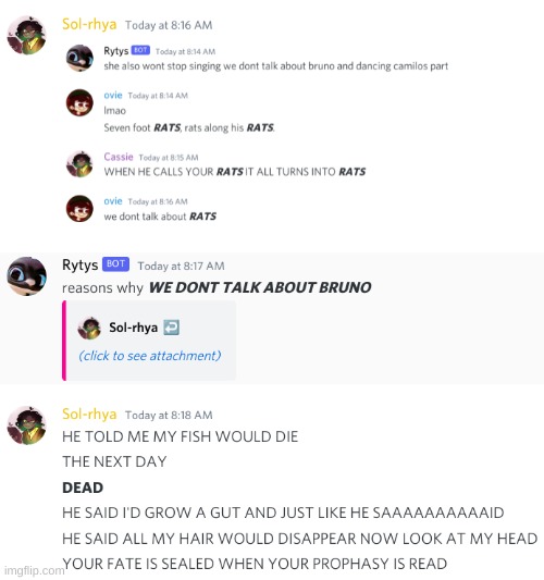 This is why we Don't talk about bruno | image tagged in ayo sussy,discord,we dont talk about bruno | made w/ Imgflip meme maker