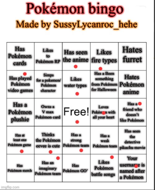 Pokemon bingo | image tagged in pokemon bingo | made w/ Imgflip meme maker