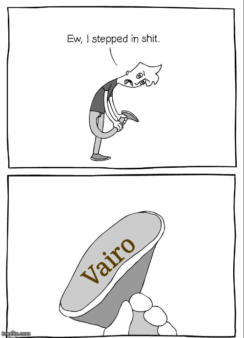 ;) | Vairo | image tagged in ew i just stepped in shit | made w/ Imgflip meme maker