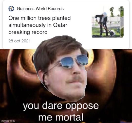 image tagged in you dare oppose me mortal,memes,mr beast,funny,never gonna give you up | made w/ Imgflip meme maker