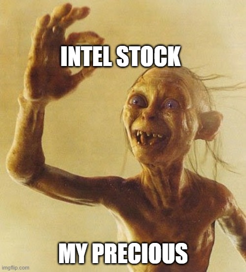 Intel stock | INTEL STOCK; MY PRECIOUS | image tagged in my precious gollum | made w/ Imgflip meme maker