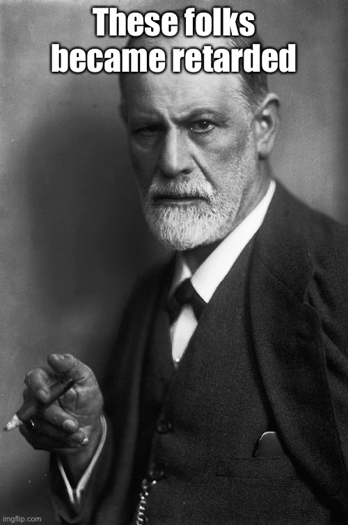 Sigmund Freud Meme | These folks became retarded | image tagged in memes,sigmund freud | made w/ Imgflip meme maker
