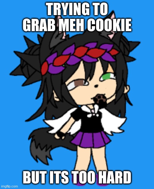 cookie | TRYING TO GRAB MEH COOKIE; BUT ITS TOO HARD | image tagged in gacha | made w/ Imgflip meme maker